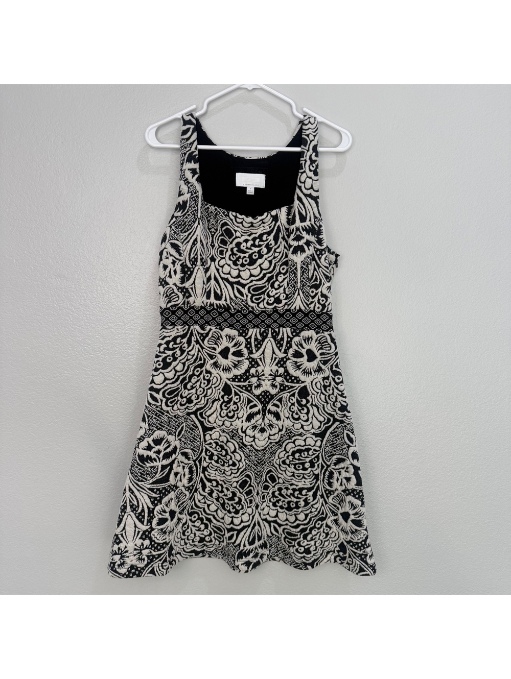 Anthropologie Ettewa Black and White Embroidered Sleeveless Dress Medium
